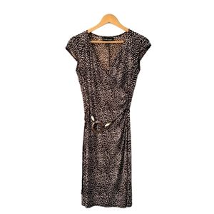 Frank Lyman Faux Wrap Bealted Dress Cap Sleeve Size 4